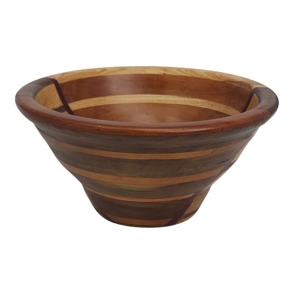 Purple Heart, Poplar, Ash, Maple Wood Bowl Turned 8.75" Modern Rustic Made in US - Picture 6 of 8